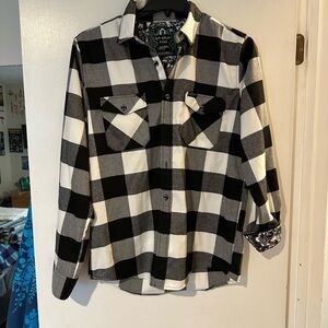 Retro Rifle - It’s Show Time Men's Black and White Flannel Shirt